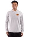 View image 4: Oklahoma State Cowboys Cutter & Buck Adapt Recycled Soft Knit Stripe Mens Big & Tall Hooded Pullover Polished Heather/White Front