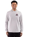 Ohio State Buckeyes- Cutter & Buck Adapt Recycled Soft Knit Stripe Mens Big & Tall Hooded Pullover Polished Heather/White Front Thumbnail Image