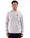 Clemson Tigers Cutter & Buck Adapt Recycled Soft Knit Stripe Mens Big & Tall Hooded Pullover Polished Heather/White Front Thumbnail Image