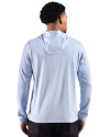 Villanova Wildcats Cutter & Buck Adapt Recycled Soft Knit Stripe Mens Big & Tall Hooded Pullover Atlas Heather/White Back Thumbnail Image