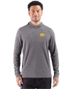 Iowa Hawkeyes Cutter & Buck Adapt Recycled Soft Knit Stripe Mens Big & Tall Hooded Pullover Black Heather Front Thumbnail Image