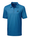 Atlanta Braves Cutter & Buck Pike Mini Pennant Print Stretch Mens Polo Liberty Navy Mannequin Thumbnail Image
