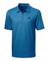 View image 3: Atlanta Braves Cutter & Buck Pike Mini Pennant Print Stretch Mens Polo Liberty Navy Mannequin