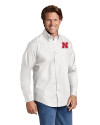 Nebraska Cornhuskers Cutter & Buck Epic Easy Care Fine Twill Mens Big and Tall Dress Shirt White Front Thumbnail Image