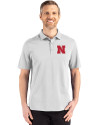 Nebraska Cornhuskers Cutter & Buck Advantage Refresh Recycled Cotton-Blend Pique Mens Big & Tall Polo CONCRETE Front Thumbnail Image