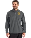 View image 4: San Diego Padres Cutter & Buck Woodland Recycled Fleece Mens Snap Pullover Elemental Grey Front