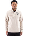 View image 7: San Diego Padres Cutter & Buck Woodland Recycled Fleece Mens Snap Pullover Wheat Front