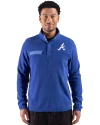 View image 10: Atlanta Braves Cutter & Buck Woodland Recycled Fleece Mens Snap Pullover Tour Blue Front
