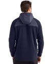 Atlanta Braves Cutter & Buck Woodland Epic Versatility Recycled Insulated Fleece Mens Full Zip Jacket Navy Blue Back Thumbnail Image