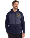 Milwaukee Brewers Cutter & Buck Woodland Epic Versatility Recycled Insulated Fleece Mens Full Zip Jacket Navy Blue Front Thumbnail Image