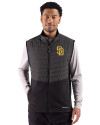San Diego Padres Cutter & Buck Woodland Epic Versatility Recycled Insulated Hybrid Fleece Mens Full Zip Vest Black Front Thumbnail Image