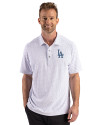 View image 7: Los Angeles Dodgers Cutter & Buck Virtue Recycled Hex Print Featherlight Pique Mens Polo Tour Blue Front
