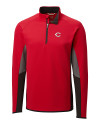Cincinnati Reds Cutter & Buck Traverse Colorblock Stretch Quarter Zip Mens Pullover Red Mannequin Thumbnail Image