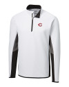 Cincinnati Reds Cutter & Buck Traverse Colorblock Stretch Quarter Zip Mens Pullover White Mannequin Thumbnail Image