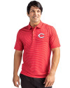 Cincinnati Reds Cutter & Buck Forge Pencil Stripe Stretch Mens Polo Red Front Thumbnail Image