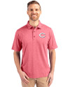 Cincinnati Reds Cutter & Buck Forge Heathered Stretch Mens Polo Cardinal Red Heather Front Thumbnail Image