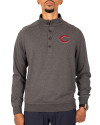 View image 1: Cincinnati Reds Cutter & Buck Saturday Cotton Blend Mens Mock Pullover Sweatshirt Charcoal Heather Front