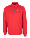 Cincinnati Reds Cutter & Buck Saturday Cotton Blend Mens Mock Pullover Sweatshirt Red Heather Mannequin Thumbnail Image