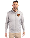 Baltimore Orioles Cutter & Buck Stealth Hybrid Quilted Mens Full Zip Windbreaker Jacket Polished Medium Gray Front Thumbnail Image