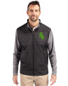 Chicago White Sox Cutter & Buck Stealth Hybrid Quilted Mens Full Zip Windbreaker Jacket Black Front Thumbnail Image