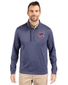 Chicago Cubs Cutter & Buck Stealth Heathered Quarter Zip Mens Pullover Liberty Navy Front Thumbnail Image