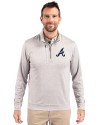 Atlanta Braves Cutter & Buck Stealth Heathered Quarter Zip Mens Pullover Polished Medium Gray Front Thumbnail Image