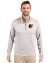 Baltimore Orioles Cutter & Buck Stealth Heathered Quarter Zip Mens Pullover Polished Medium Gray Front Thumbnail Image