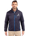 Atlanta Braves Cutter & Buck Rainier PrimaLoft® Mens Eco Insulated Full Zip Puffer Jacket Dark Navy Front Thumbnail Image