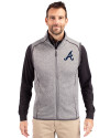 Atlanta Braves Cutter & Buck Mainsail Sweater-Knit Mens Full Zip Vest Polished Heather Front Thumbnail Image