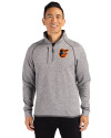 Baltimore Orioles Cutter & Buck Mainsail Sweater-Knit Mens Half Zip Pullover Jacket Polished Heather Front Thumbnail Image
