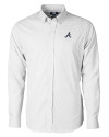 Atlanta Braves Cutter & Buck Versatech Tattersall Stretch Mens Long Sleeve Dress Shirt Charcoal Mannequin Thumbnail Image