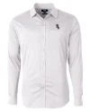Chicago White Sox Cutter & Buck Versatech Geo Dobby Stretch Mens Long Sleeve Dress Shirt White/Black Mannequin Thumbnail Image