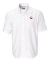 Cincinnati Reds Cutter & Buck Epic Easy Care Nailshead Mens Short Sleeve Dress Shirt White Mannequin Thumbnail Image