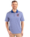 Chicago Cubs Cutter & Buck Forge Tonal Stripe Stretch Mens Big and Tall Polo Tour Blue Front Thumbnail Image