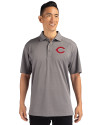 Cincinnati Reds Cutter & Buck CB Drytec Genre Textured Solid Mens Big and Tall Polo Elemental Grey Front Thumbnail Image