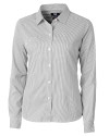 Los Angeles Dodgers Cutter & Buck Versatech Pinstripe Stretch Womens Long Sleeve Dress Shirt Black Mannequin Thumbnail Image