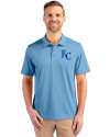 Kansas City Royals Cutter & Buck Prospect Eco Textured Stretch Recycled Mens Short Sleeve Polo Atlas Light Blue Front Thumbnail Image