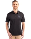 Colorado Rockies Cutter & Buck Prospect Eco Textured Stretch Recycled Mens Short Sleeve Polo Black Front Thumbnail Image