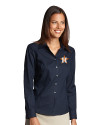 Houston Astros Cutter & Buck Epic Easy Care Fine Twill Womens Long Sleeve Dress Shirt Navy Blue Front Thumbnail Image
