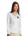 Los Angeles Dodgers Cutter & Buck Epic Easy Care Fine Twill Womens Long Sleeve Dress Shirt White Front Thumbnail Image
