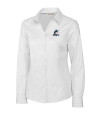 Miami Marlins Cutter & Buck Epic Easy Care Fine Twill Womens Long Sleeve Dress Shirt White Mannequin Thumbnail Image