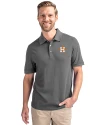 Houston Astros Cutter & Buck Advantage Eco Tri-Blend Pique Mens Polo Elemental Grey Front Thumbnail Image