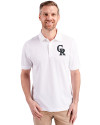Colorado Rockies Cutter & Buck Advantage Eco Tri-Blend Pique Mens Polo White Front Thumbnail Image