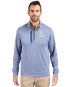 Los Angeles Dodgers Cutter & Buck Stealth Heathered Quarter Zip Mens Pullover Tour Blue Front Thumbnail Image