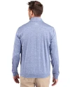 Los Angeles Dodgers Cutter & Buck Stealth Heathered Quarter Zip Mens Pullover Tour Blue Back Thumbnail Image