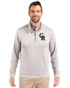 Colorado Rockies Cutter & Buck Stealth Heathered Quarter Zip Mens Pullover Polished Medium Gray Front Thumbnail Image