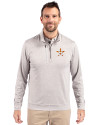 Houston Astros Cutter & Buck Stealth Heathered Quarter Zip Mens Pullover Polished Medium Gray Front Thumbnail Image