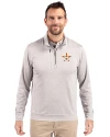 Houston Astros Cutter & Buck Stealth Heathered Quarter Zip Mens Pullover Polished Medium Gray Front Thumbnail Image