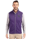 Colorado Rockies Cutter & Buck Mainsail Sweater-Knit Mens Full Zip Vest College Purple Heather Front Thumbnail Image