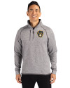 Milwaukee Brewers Cutter & Buck Mainsail Sweater-Knit Mens Half Zip Pullover Jacket Polished Heather Front Thumbnail Image